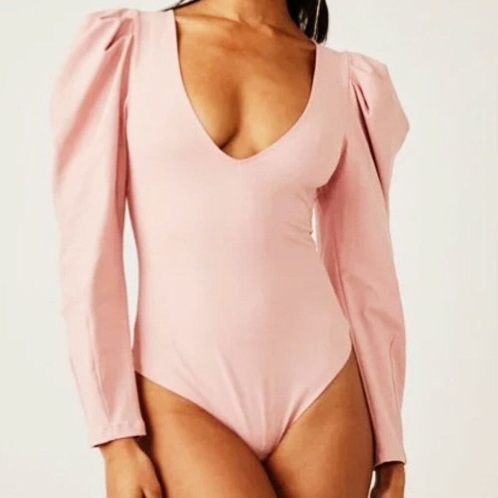 NWOT Free People Va Va Voop‎ Long Sleeve Bodysuit Sz. XS [0-2] Heart Haze Pink - Picture 3 of 11